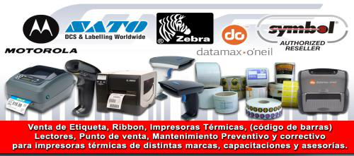 Venta de etiquetas, ribbon, impresoras térmicas, código de barras, lectores, punto de venta, mantenimiento preventivo y correctivo